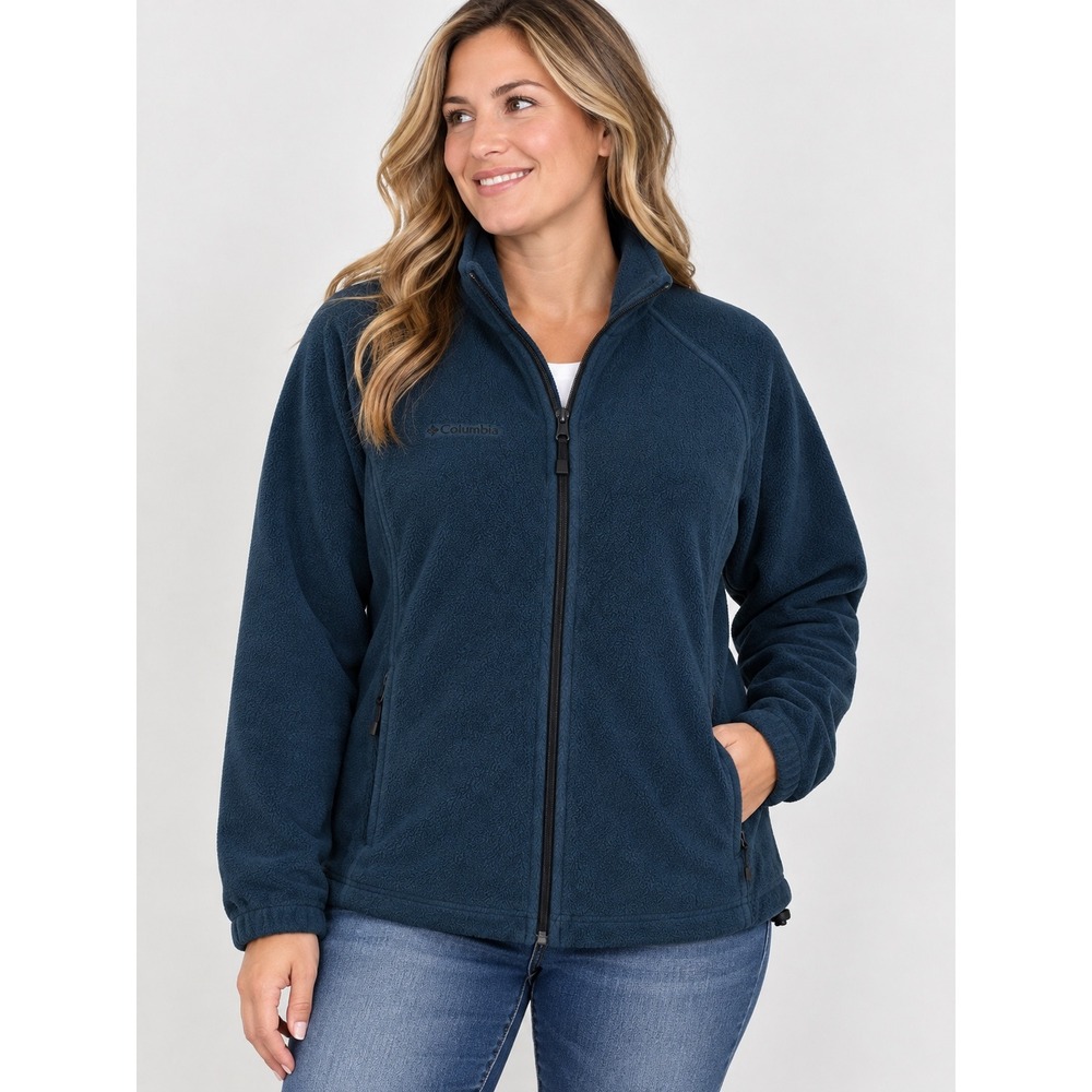 Columbia Womens Benton Springs Full Zip Fleece Jacket Navy Blue WL6114 Large